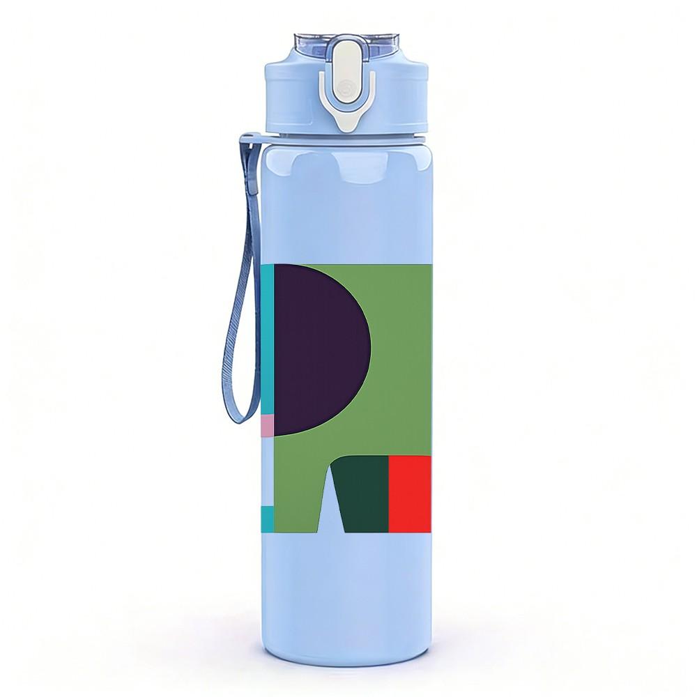 1PC Cute Multicolor Elephant Animal Print 750ml Color Plastic Sports Water Bottle Leakproof Flip Straw Lid Suitable for Sports Office Home Use
