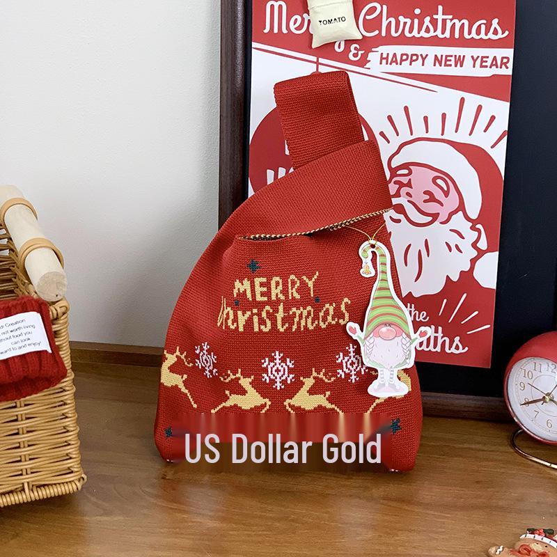 Festive Christmas Knit Tote Bag: Creative Handbag for Gifts & Candy