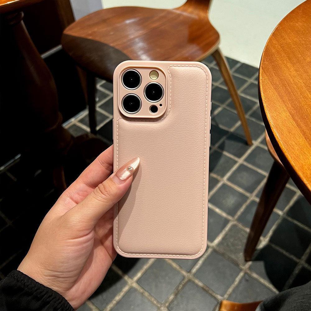 Solid Color Leather Texture Full Coverage Case for iPhone 17 Pro Max - Drop Protection, Niche Design