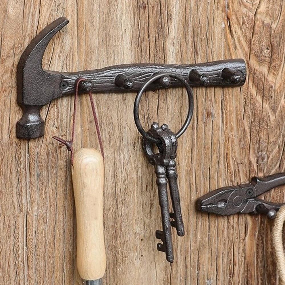 Creative Rustic Cast Iron Wall Hooks Vintage DIY Plier Shape Key Holder Iron Wall-Mounted Decor Shelf Entryway