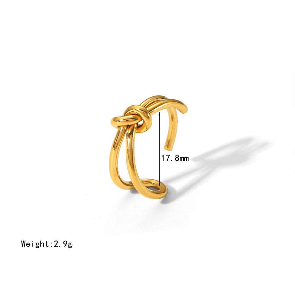 Yori tylish Unique Stainless Steel Irregular Geometric Opening Ring 18 K PVD Plated Waterproof Unusual Trendy Textured Jewelry