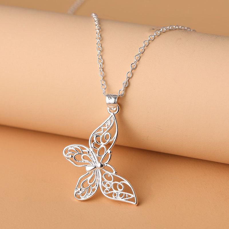 2025 New Fashion Korean Style Jewelry Necklace Pendant & Ring - Multiple Versatile Styles: Flower & Butterfly Design