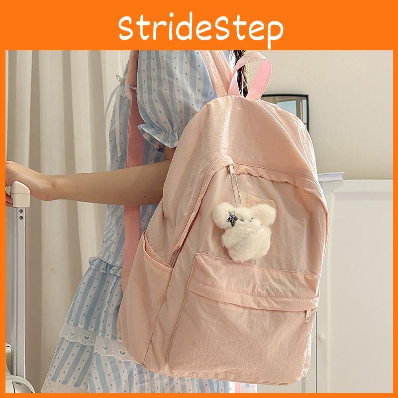 Color Backpack Solid With Padded Straps Letter Print For School Travel Gift