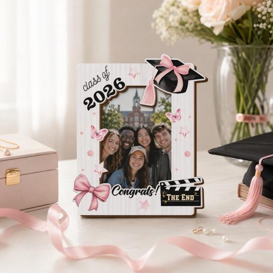 Graduation Memorial Wooden Photo Frame Class of 2026 Solid Wood