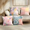 Colorful Geometric Pattern Cushion Cover Soft Short Plush Pillow Cover Smooth Cozy Texture Aesthetic Cushion Case Home Decor