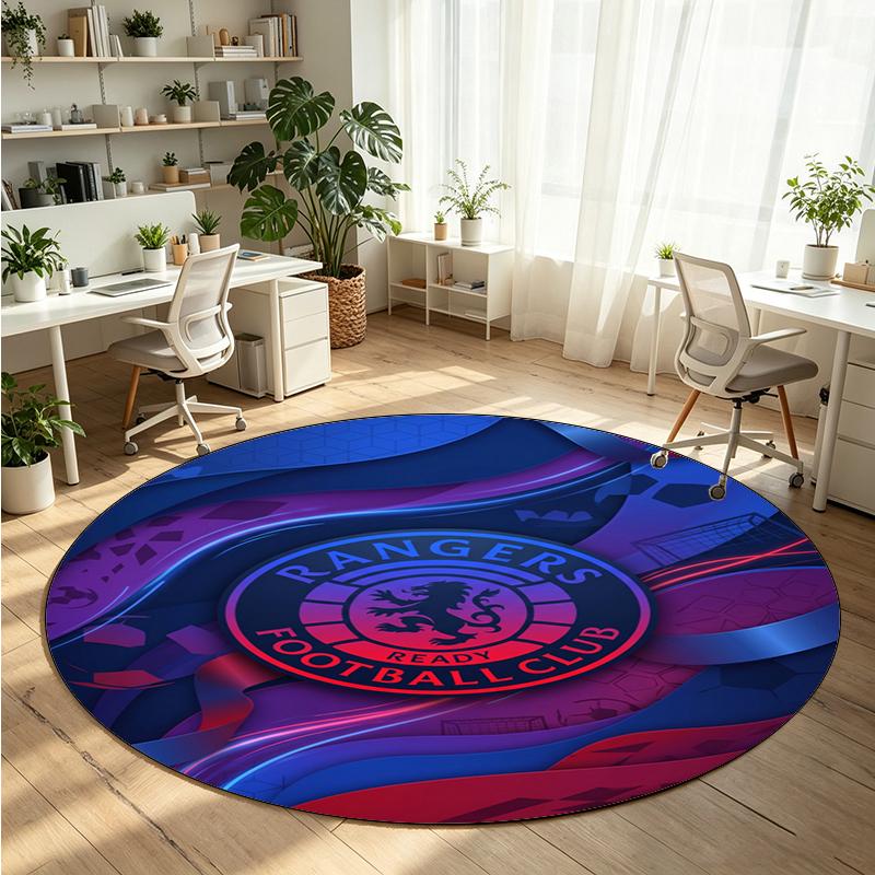 Rangers FC Printed Round Crystal Velvet Rug Soft Non Slip Floor Carpet For Bedroom Holiday Gift