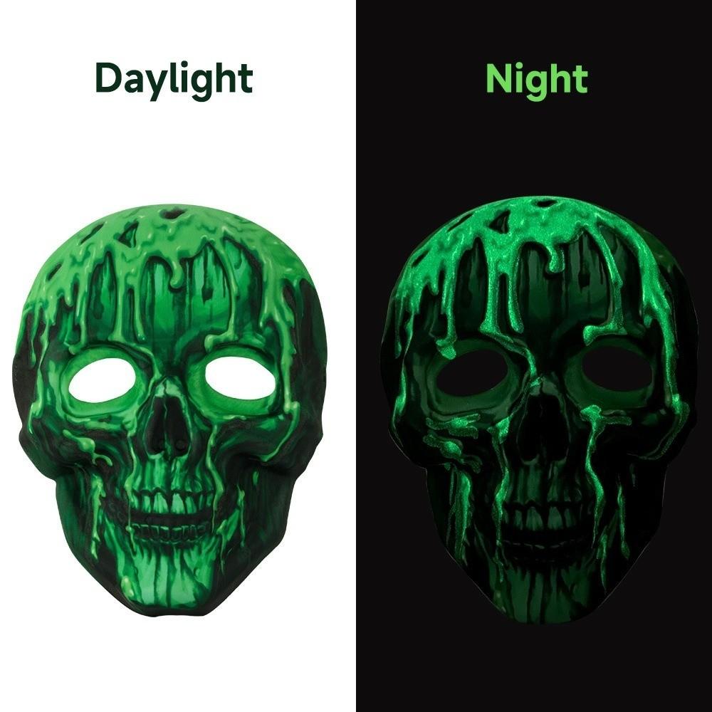 Full Face Halloween Skeleton Mask Spooky Funny Scary Skull Headgear Luminous Easy To Wear Party Cosplay Mask Cosplay