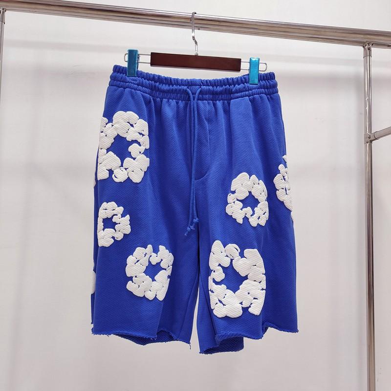 Mens Cotton Denim Tears Inspired Oversized Shorts With Floral Print Loose Fit Streetwear
