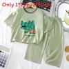 Moeller Kids Pajama Set With Short Sleeve Top And Long Pants For Summer Comfort