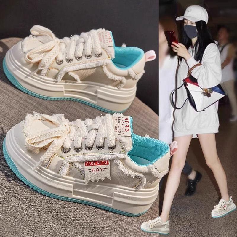 

High-top shoes children s autumn 2025 popular new board shoes platform muffin height increase sports fashion casual white shoes 35