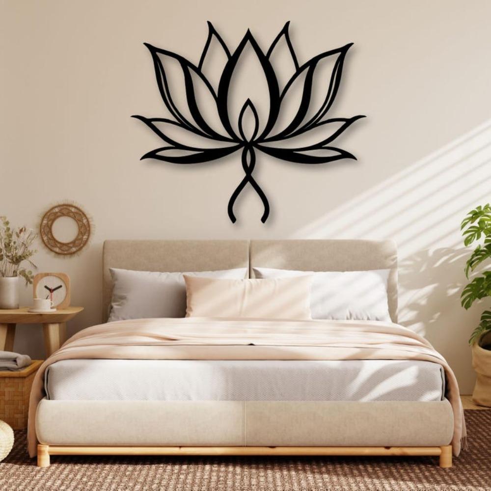 Lotus Metal Wall Art Minimalist Flower Silhouette Yoga Decor Spiritual Home Zen Mandala Inspired