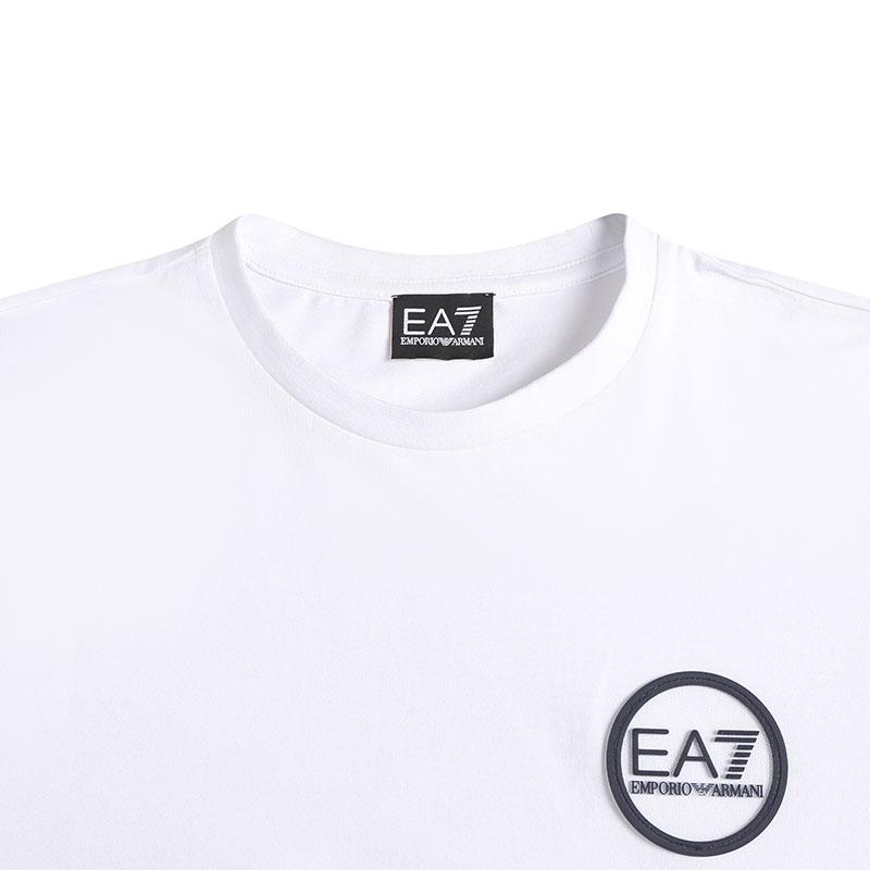 Emporio Armani EA7 SS22 Logo Print Crew Neck T-Shirt Men tops White 3LPT13-PJ5MZ-1100