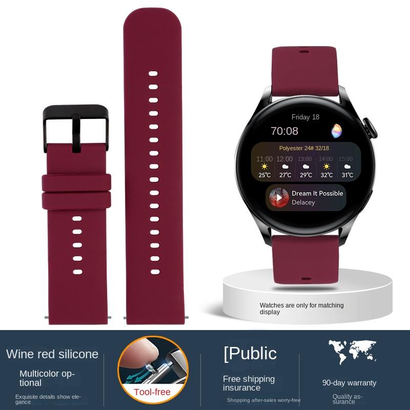 Quick release For Huawei GT1 GT2 GT3 Magic2 Watch3 honour 2/2e GS PRO soft watch strap 20 22mm Black Silicone watchband bracelet