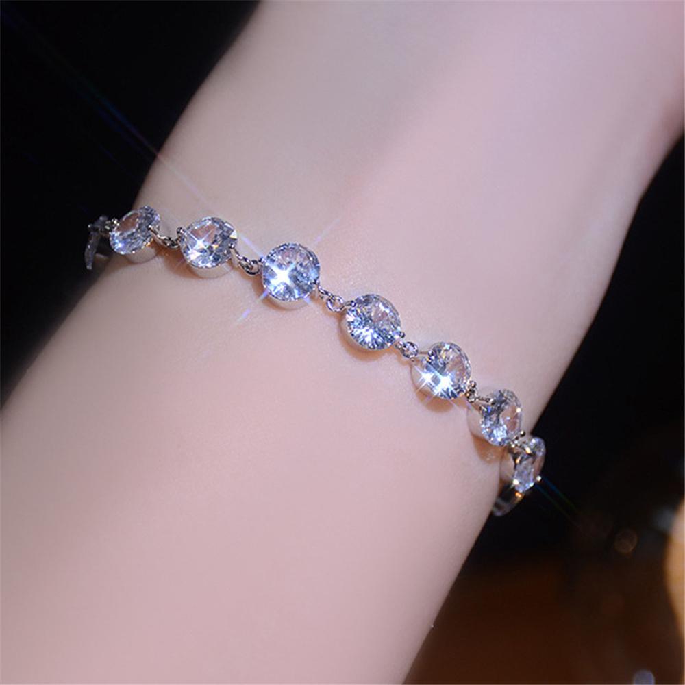 Charm Female White Zircon Stone Bowknot Bracelet Cute Silver Color Adjustable Wedding Jewelry For Women