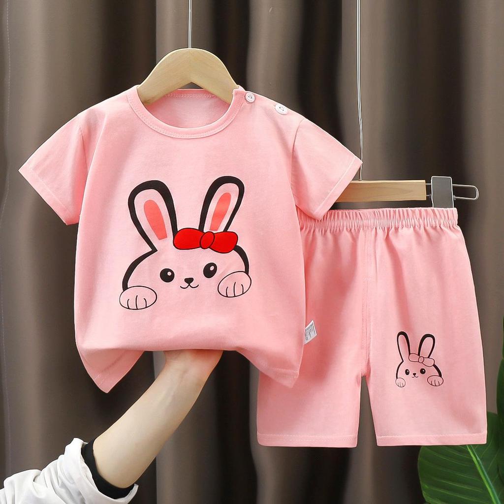 Kids' Summer Sport Suit Set with Cartoon Prints for Toddlers