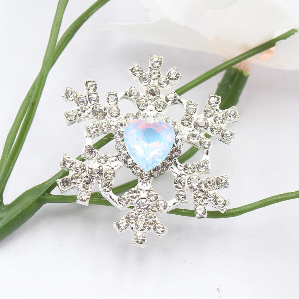

New 5 pieces of 32mm fashionable romantic full diamond heart snowflake alloy accessories DIY clothing hair accessories handmade