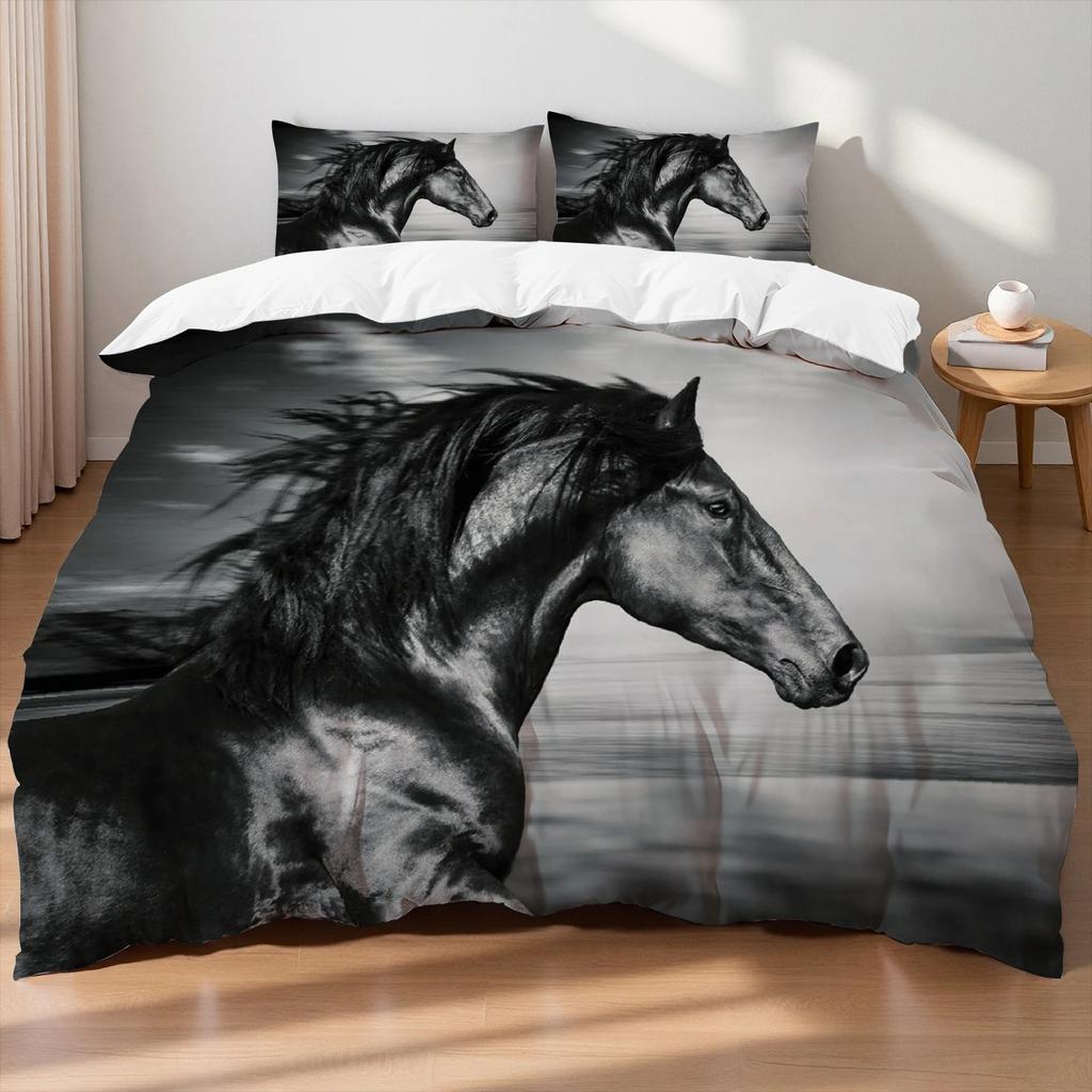 Horses Printed Bedding Set Twin Full Queen King Duvet Cover Comforter Cover Set Soft Quilt Pillowcase Animals Bed Linen For Gift