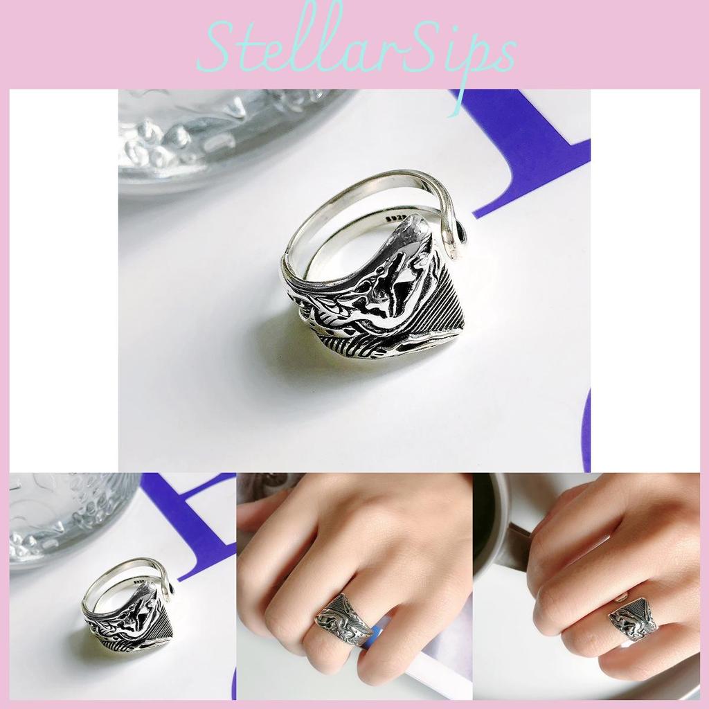 Ring aus S925 Sterlingsilber im koreanischen Stil, einzigartig, Vintage, geometrisch, offen, verstellbar, Damenschmuck