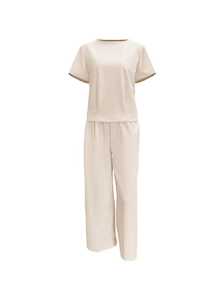 Plus Size Casual Short Sleeve Sportswear Set - Spring/Summer Fashion