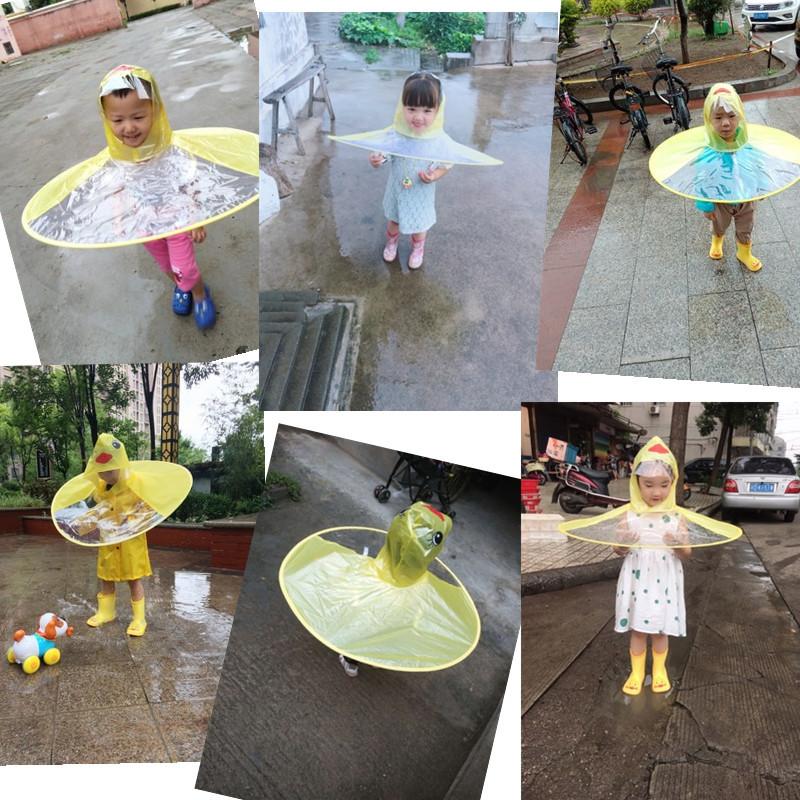 Little Yellow Duck Flying Saucer Children's Raincoat Cartoon Baby Umbrella Children's Rain Shoes Set Rain Poncho One-piece