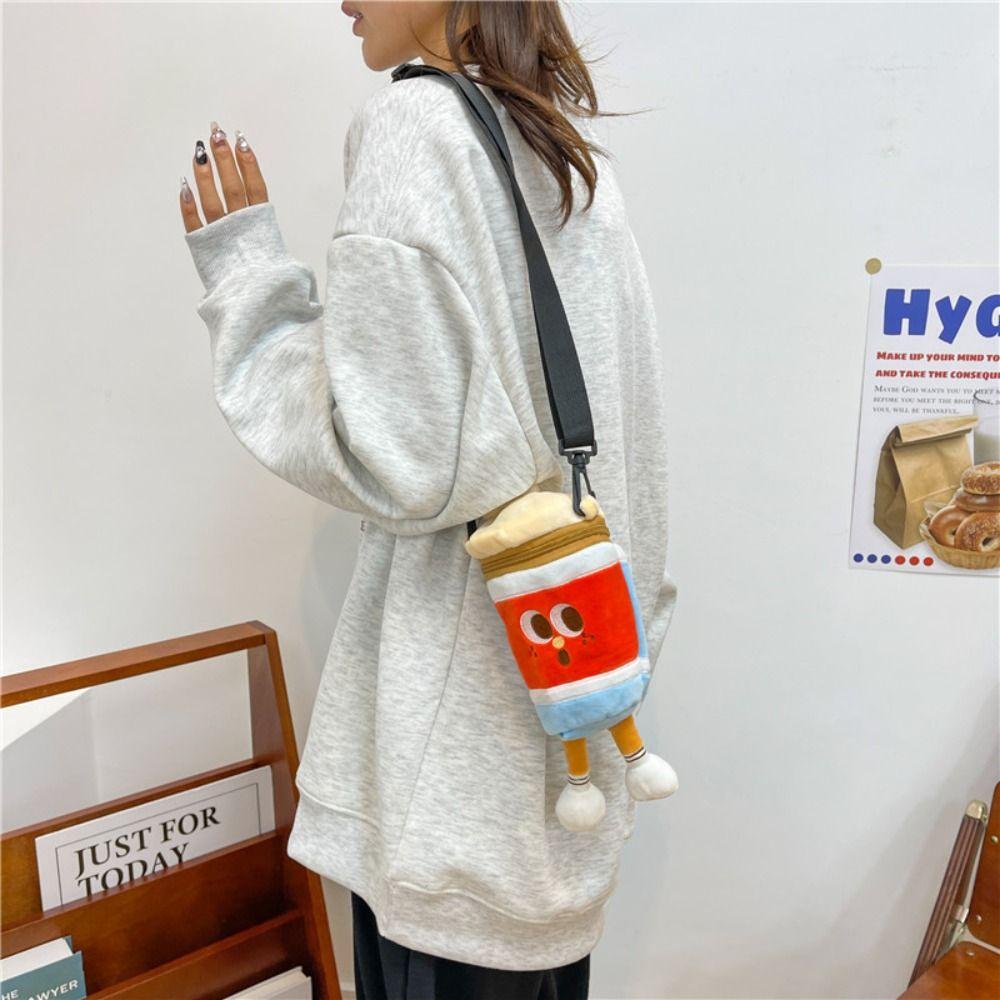 Doll Cartoon Hamburger Bag Fluffy Shoulder Bag Casual Plush French Fries Handbag Children