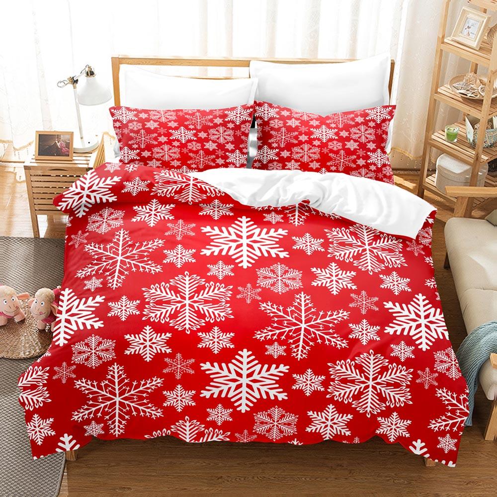 Comforter Happy Christmas Bedding Set Snowflakes 3D Printed Soft Single Twin Double Queen Size For Kids Christmas Gift