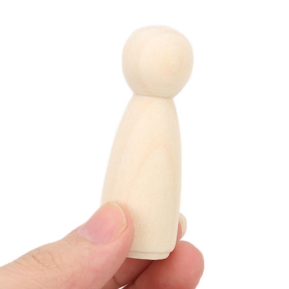 10PCS 75mm Size Wooden Peg Doll Plain Wood Smooth Unfinished Wooden Doll Nature Plain DIY Doll People Craft Painting