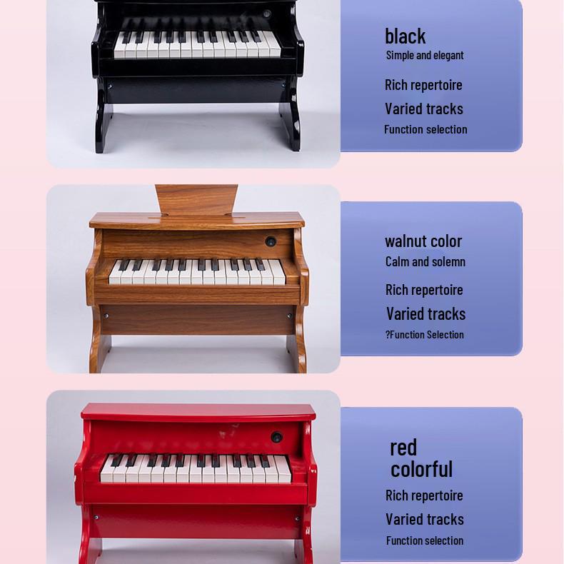 Children's 25-Key Wooden Electric Piano for Beginners - Portable and Educational