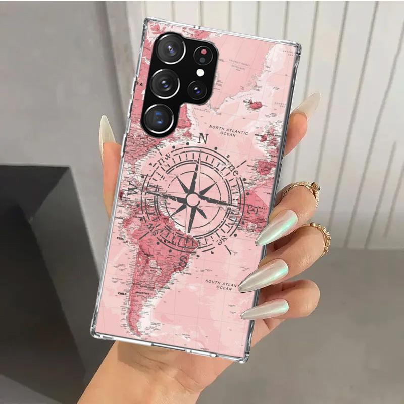 World Map Travel Plans Phone Case for Samsung Galaxy S26 S24 S23 Ultra S25 Edge S22 S21 Plus S20 FE + Soft Print Shell Funda Gal