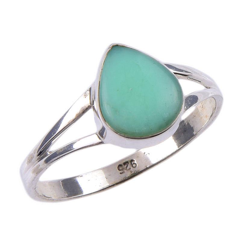 Natural Chrysoprase Gemstone Handmade 925 Solid Sterling Silver Ring S.10 T7F44