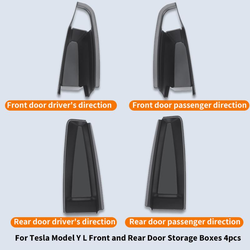 For 6-seater Tesla Model YL Door Handle Storage Box, Tesla Model Y Juniper Front and Rear 4 Door Storage Boxes, 4pcs