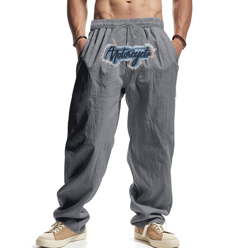 Weft Losse wijde pijpen hiphop high street trend gewassen geborduurde casual sportbroek M grijze kleur