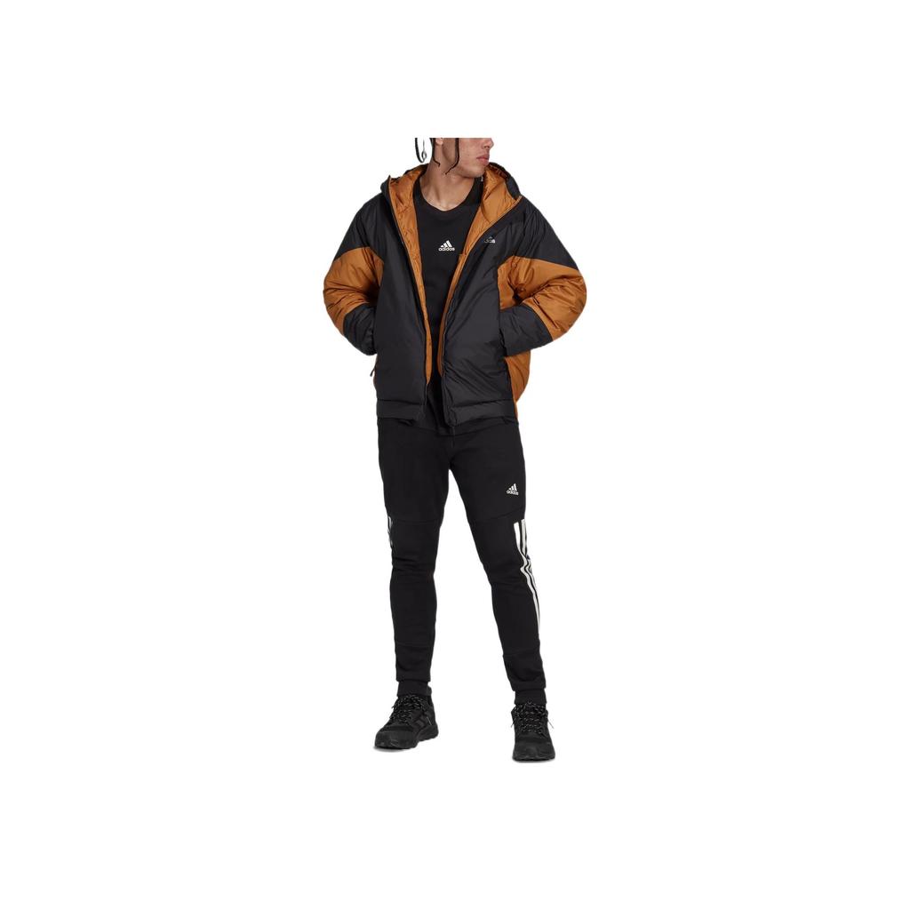 Adidas Logo Print Zip-Up Hooded Down Jacket Men Outerwear Multicolor HK6667