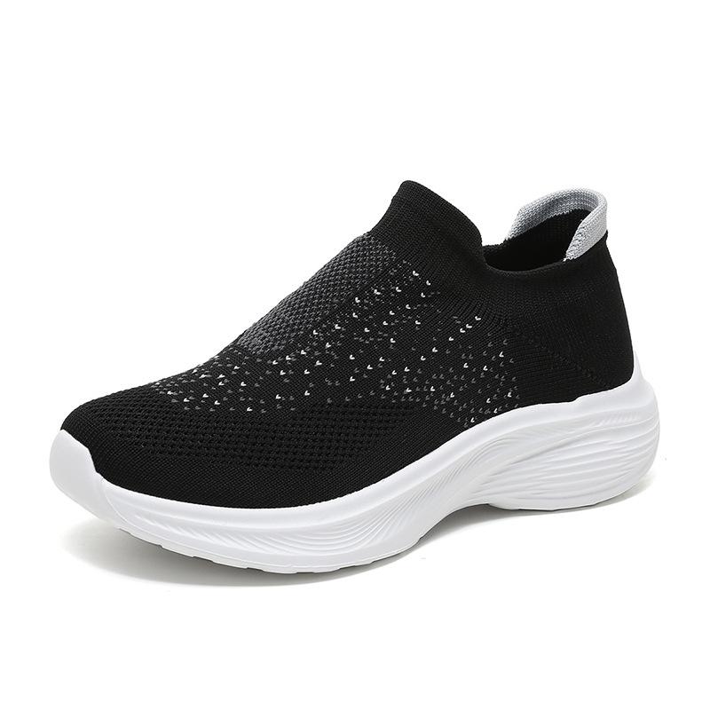 Women's Shoes Summer Casual Breathable Fly-woven Elastic Running Shoes One-pedal Socks Lightweight Sports Women's Shoes