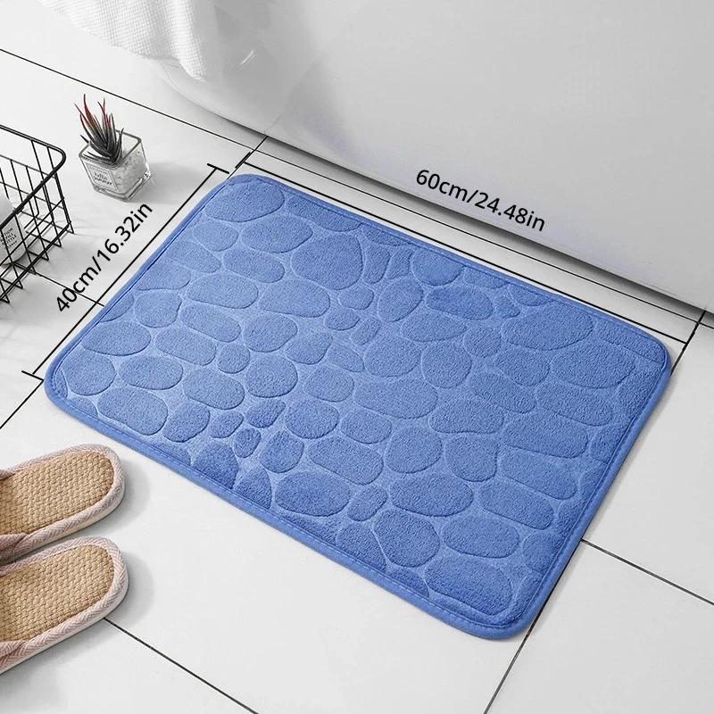 

Coral Fleece Absorbent Mat Water Absorbent Washable Floor Rug Foot Mat Perfect Quick - Dry Anti - Slip Rug for Bathroom/Door 60X40cm синий