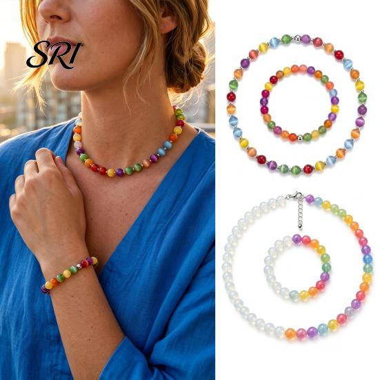 Bright Bead Jewelry Color Changing Beaded Jewelry, UV Reactive Colorful Necklace, Dopamine Beads Summer Beach Necklace Bracelet, Accessory,