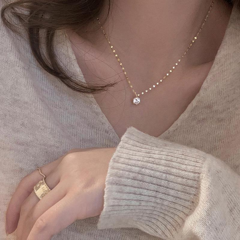 Retro Korean Style Rhinestone Clavicle Necklace for Women - Trendy, Simple, & Fashionable Jewelry