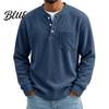 Versatile Ribbed Cuff Pullover Men Corduroy Shirt, Long Sleeve Button Collar with Chest Pocket, Layering Shirts for Loose Fit Textured Sweatshirt Fall