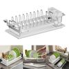 Space Efficient Expandable For Kitchen Dish Drying Rack with Pot Lid Holder and Cutlery Compartments for Sink Counter