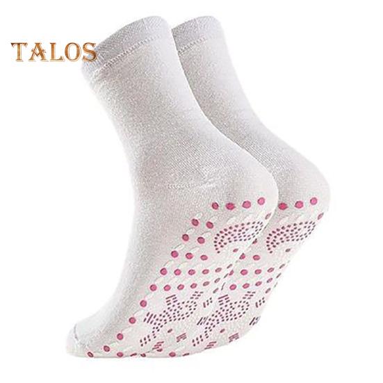 1 Pair Winter Heated Socks Particle Sole Massage Promote Circulation Self-heating Socks Mid-tube High Elasticity Warm Slipper Socks