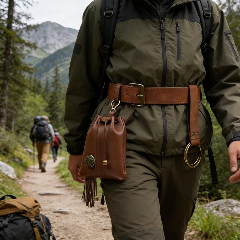 Medieval Vintage Belt Set: Pu Leather Belt, Coin Purse, Skirt Clip, Suitable For Renaissance, Viking Market, Larp Cosplay