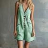 Women’s Sleeveless Linen Blend Loose Fit Vintage Overall Romper Button Front Casual One Piece Shorts Jumpsuit