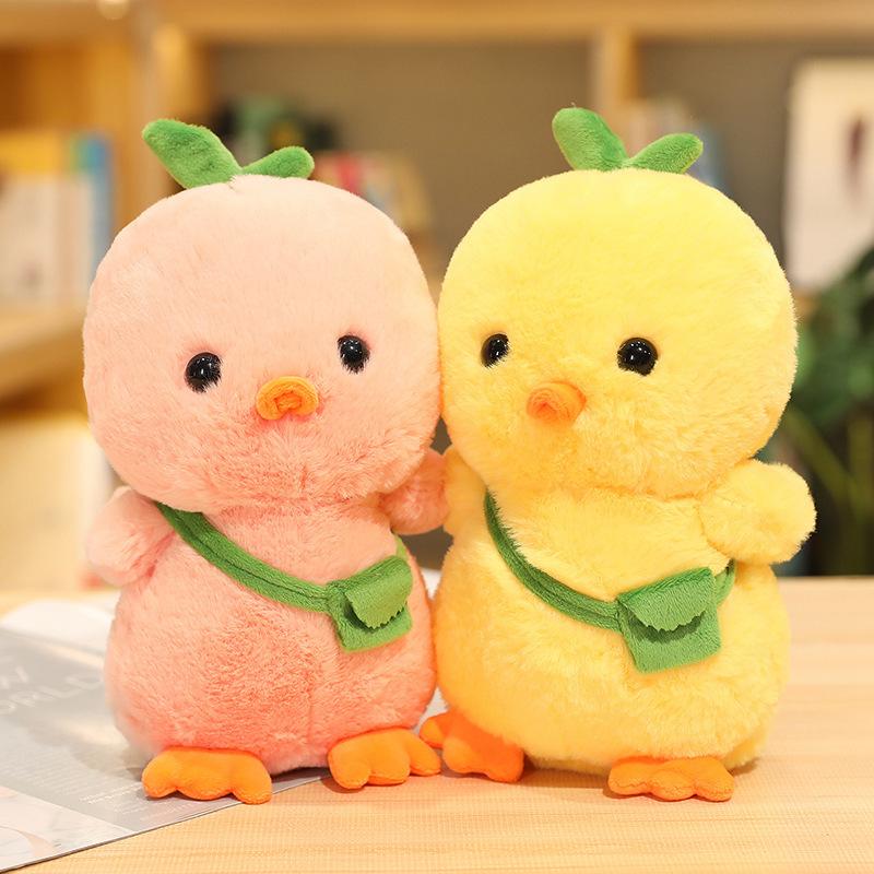 25cm Creative Small Yellow Chicken Stuffed Animal Plush Toy Cute Backpack Chick Plush Doll Boy Girl Birthday Gifts Room Decor