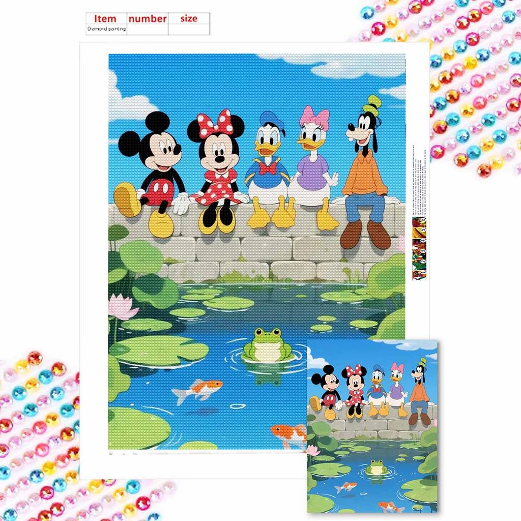 DIY Diamond Painting Mickey, Minnie, Donald Duck, Daisy, Goofy Cross Stitch Kit Mosaic Art Diamond Painting Full Circle Diamond Home Decoration