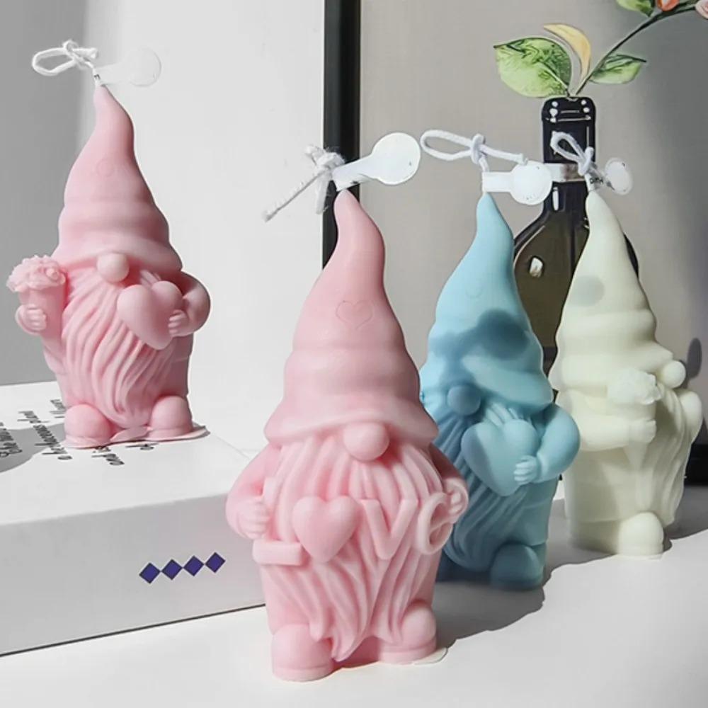 Santa Claus Hand Holding LOVE Candle Silicone Mold Love Dwarf Plaster Making Tool Home Christmas Party Decoration Handmade Gifts