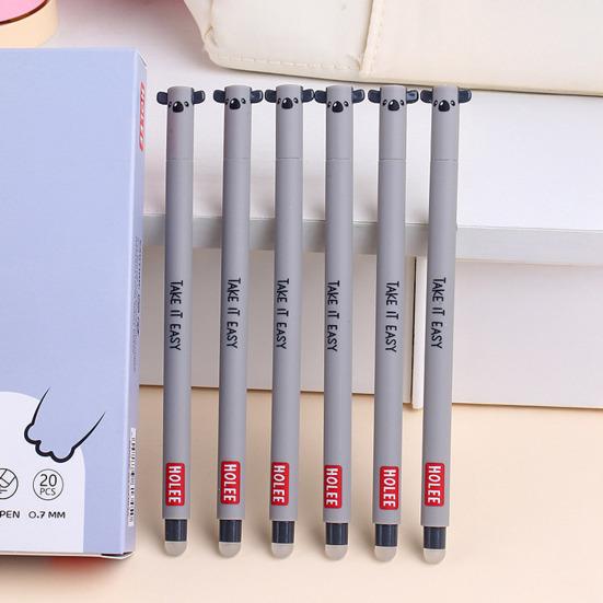 Smazatelná propiska 0,7 mm s černým inkoustem, s měkkým úchopem šetrným k pokožce, roztomilé zvířecí víčka, design s tlačítkem, doplňovatelné tužky, školní potřeby