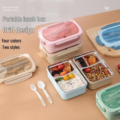 304 Stainless Steel Insulated Bento Box with Divider, Portable and Leak-Proof, Customizable Logo.