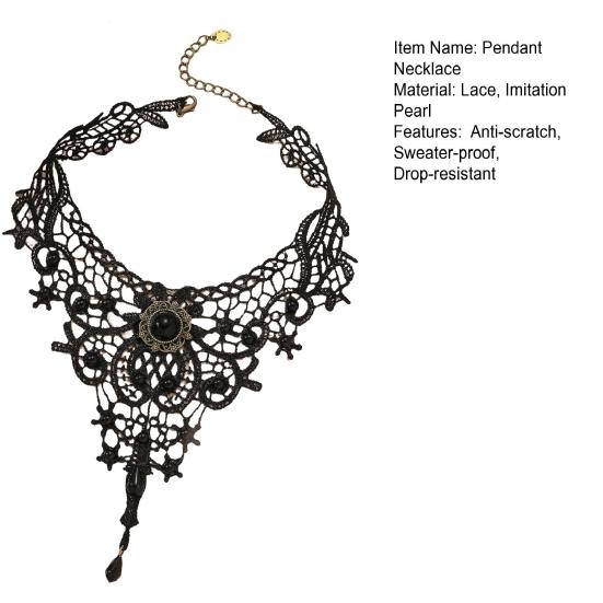 Naszyjnik z zawieszką Regulowany łańcuszek Delikatny Pasujący do wszystkiego Retro Do noszenia na co dzień Koronkowy Szydełkowy Ciemny Styl Choker Naszyjnik Biżuteria