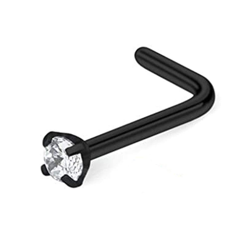 Multi-Color Zircon Stainless Steel S-Bar Nose Studs Jewelry