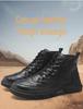 Men's Winter Brogue High-Top Leather Boots - Warm, Casual, Velvet-Lined